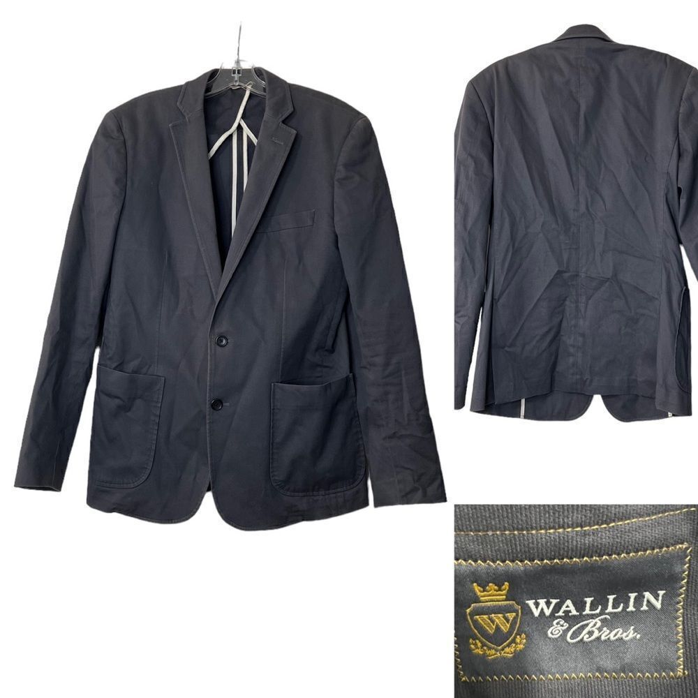 Wallin & Bros blazer jacket mens size 38R gray‎ long sleeve business casual